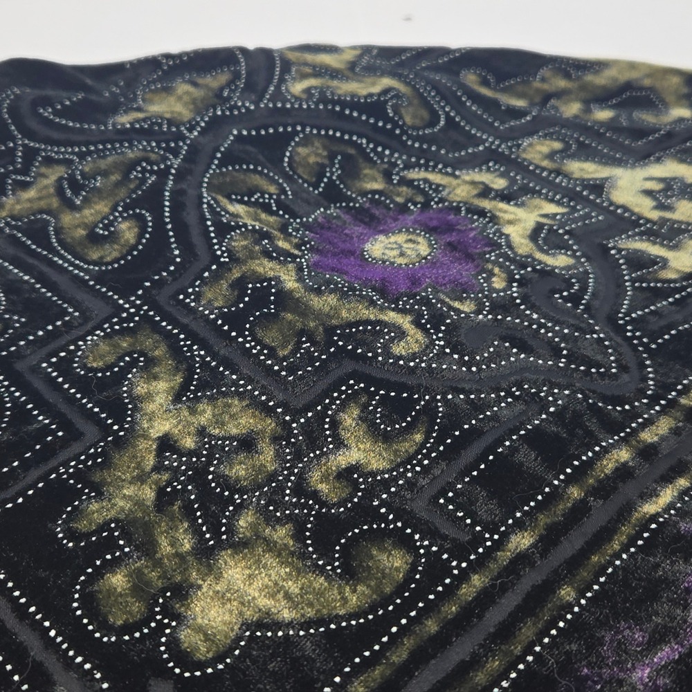 Poncho OS Velvet Fringe Color Shifting Purple Green Witchy Goth Festival Hippie - Picture 3 of 11